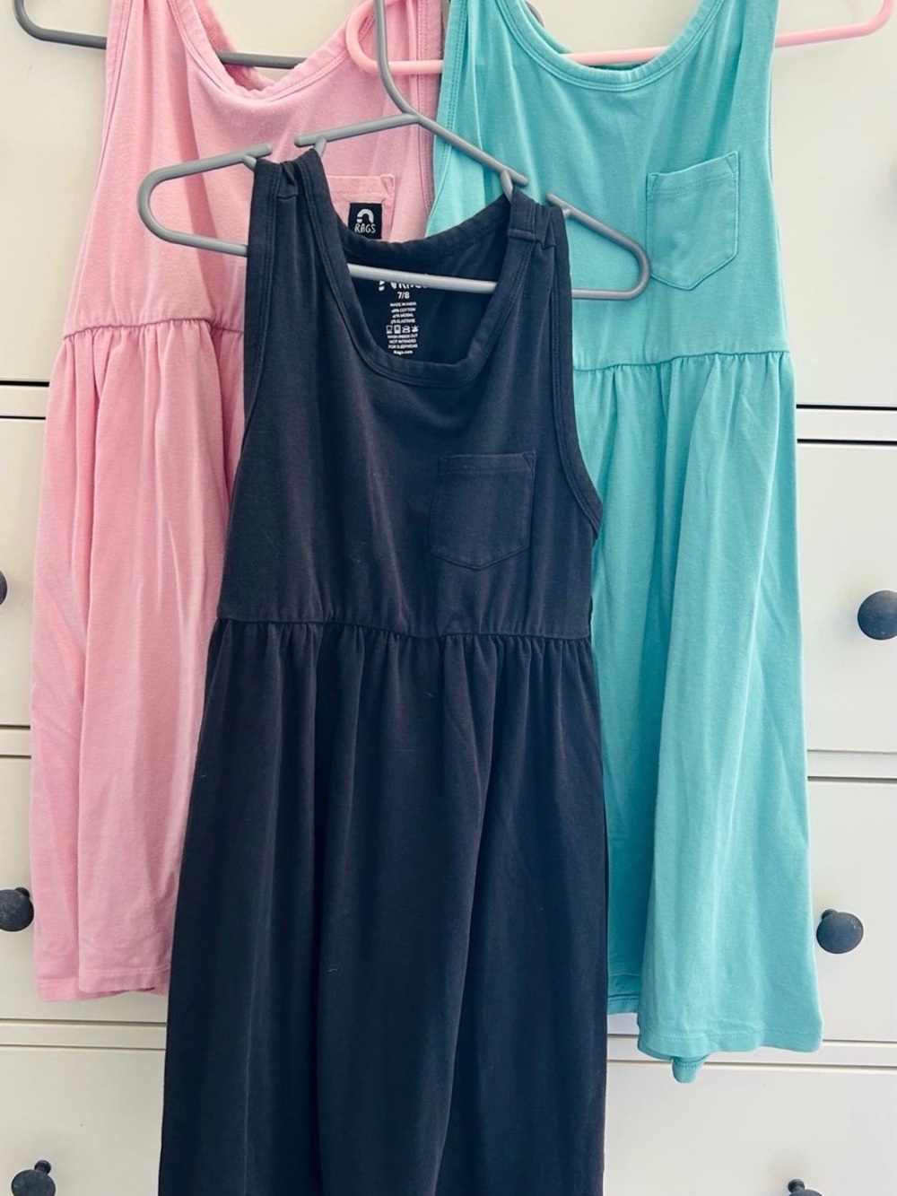 Rags to Raches Girls' Sleeveless Jersey Dress - Black, Pink & Teal